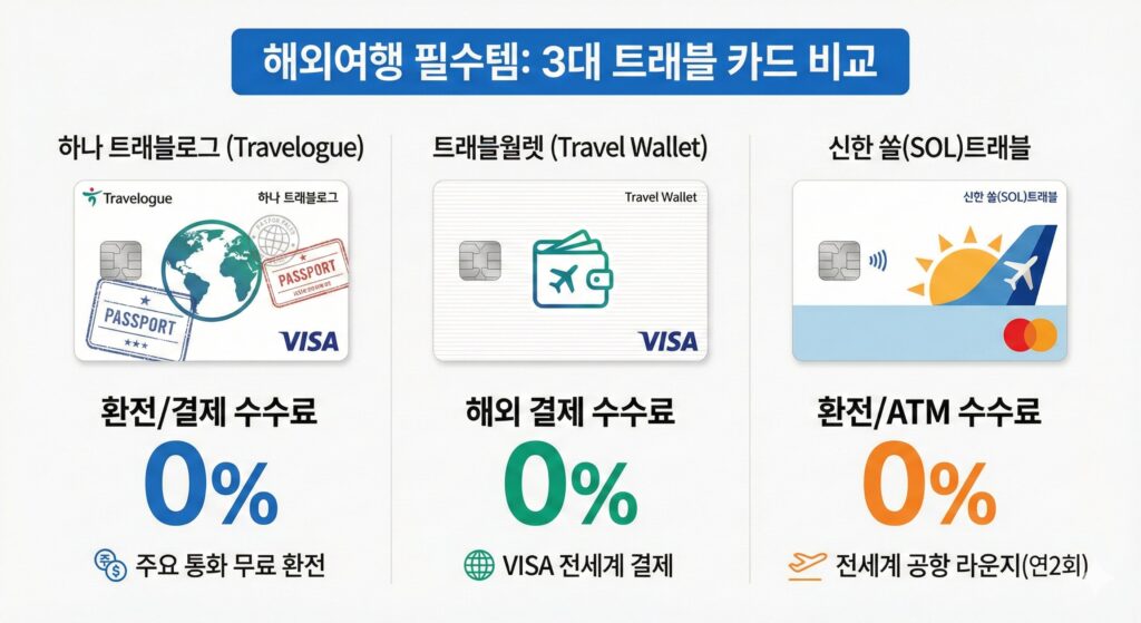 트래블로그 트래블월렛 쏠트래블 카드수수료 비교표